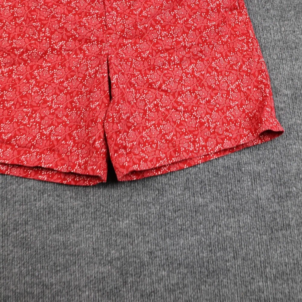Chaps Shorts Womens 10 Red Floral Print Slant Pockets Zip Button‎ Summer Casual
